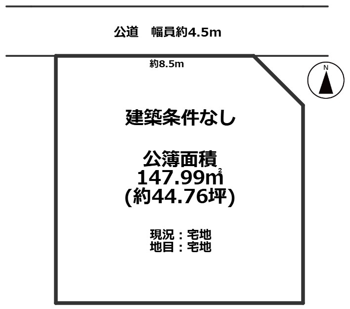 高島市安曇川町下小川44坪土地の土地図