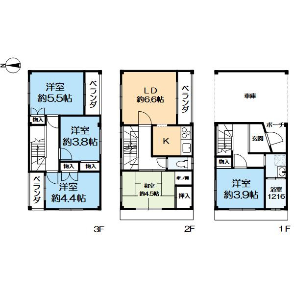 箕面市瀬川4丁目　中古戸建の間取り