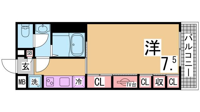 神戸市兵庫区駅南通３丁目の賃貸マンションの間取り