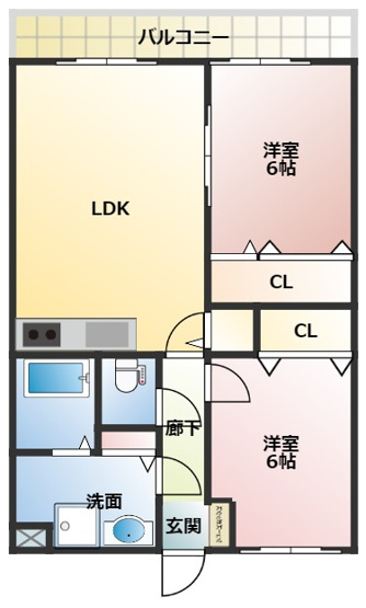 【間取り】 | ラフィーネTAMAIⅡ | ２LDKのお部屋です