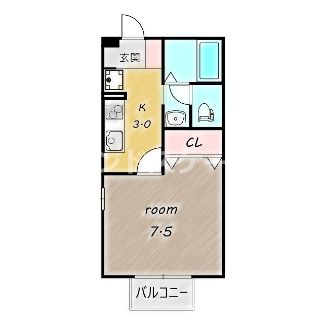 クレール矢中　Ｂの間取り|高崎、前橋、伊勢崎エリアのお部屋探しはエンドスケープまで！お客様の理想お聞かせ下さい♪