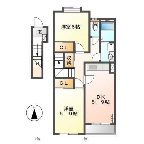 エルヴェ南小向Ａの間取り