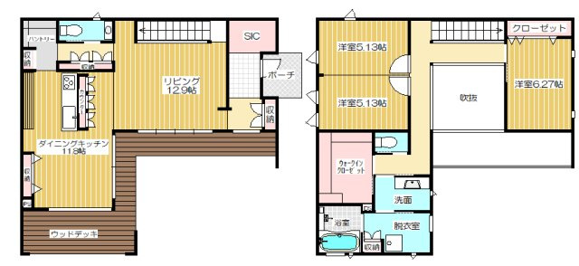 富士見町小暮SE構法の家の間取り|■導線とプライバシーを考慮した間取りです