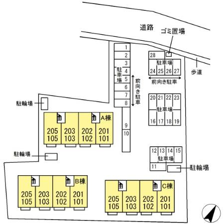 トレグラース　Ｂ棟の区画図