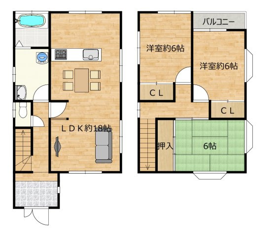 大津市滋賀里2丁目　中古戸建の間取り