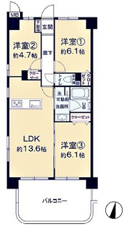 【間取り】 | ダイアパレス東浦和Ⅱ