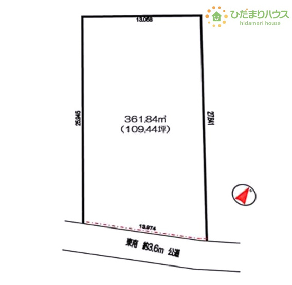 【土地図】 | 取手市宮和田　売地　109坪 | 建築条件無し！100坪超の整形地です☆彡