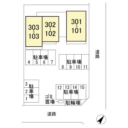 プリムヴェール二の宮の区画図