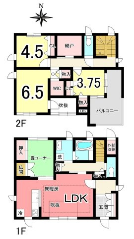 中古戸建　佐野市高萩町　積水ハウス施工住宅の間取り