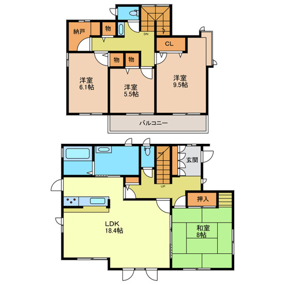 【間取り】 | 下野市烏ケ森１丁目中古住宅