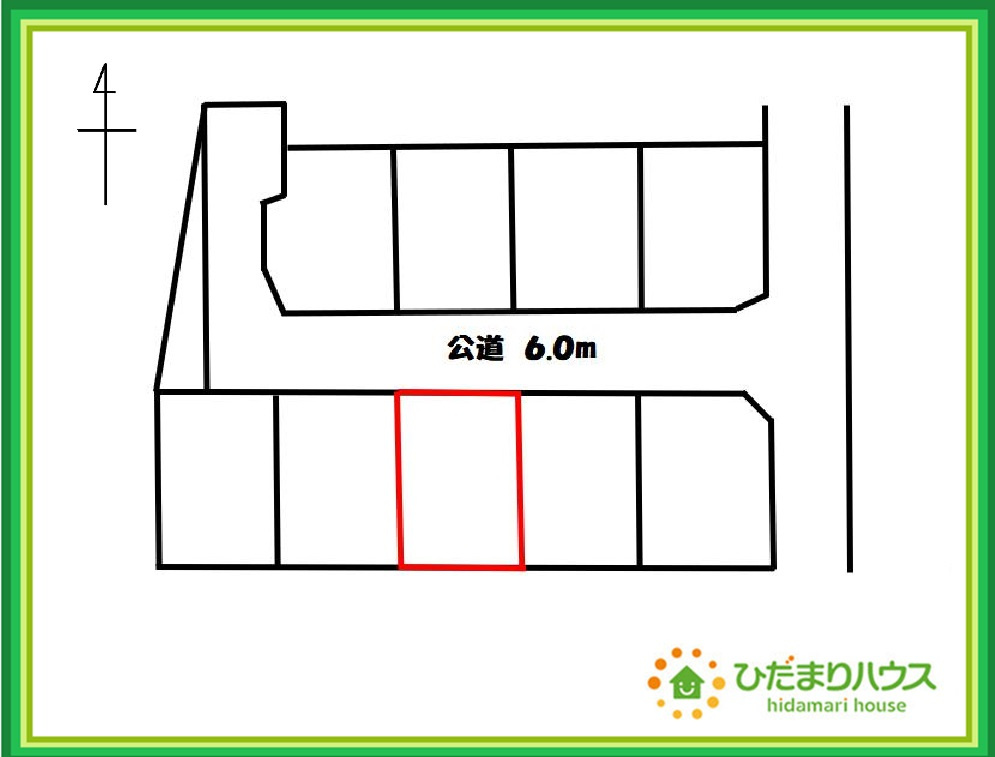 北茨城市磯原町磯原　売地の区画図|前面道路が6ｍあるので駐車もラクチンです♪