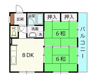 広島市安佐北区落合２丁目の賃貸マンションの間取り