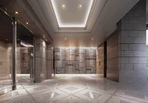 リバーガーデンタワー上町台筆ヶ崎のエントランス