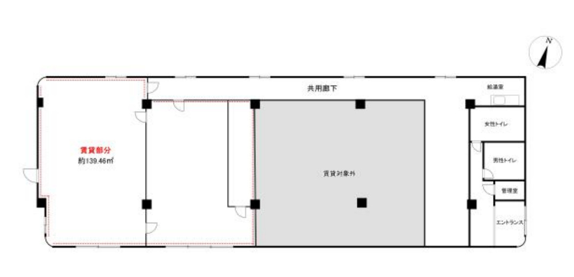 大津市下阪本１丁目の店舗事務所の区画図