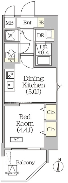 グローリオシェルト水道橋の間取り|1DK