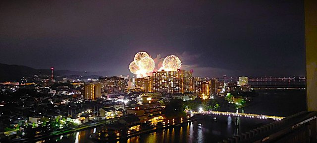 グランスイート近江・臨湖庵　の展望|バルコニーから、びわ湖大花火大会が見えます！