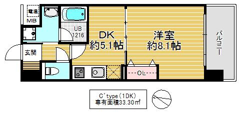 大阪市城東区鴫野西１丁目の賃貸マンションの間取り