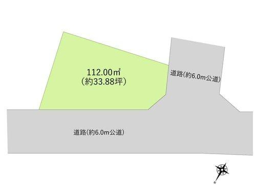 川越市砂新田１丁目の売地の土地図|建築条件無し！間口広々約12.5ｍ、土地面積約33.8坪！！

資料請求やご見学などお気軽にお問い合わせください♪
