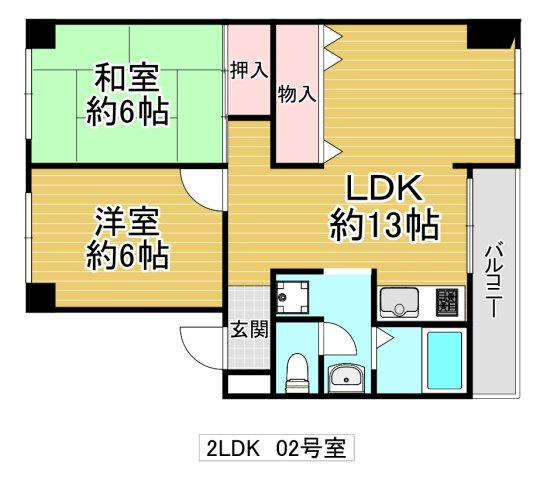 大阪市鶴見区諸口６丁目の賃貸マンションの間取り