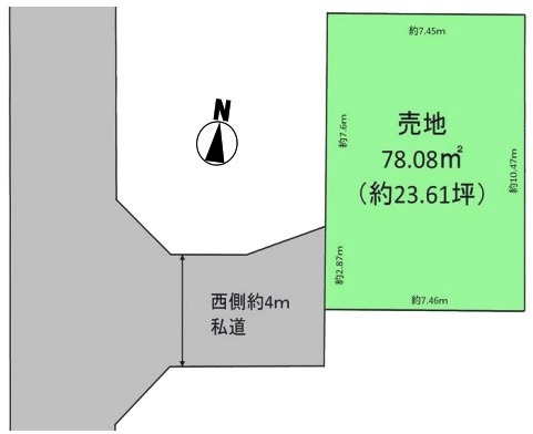 川越市神明町　建築条件なし売地　東武東上線『川越市駅』バス5分　【川越小学区】の土地図