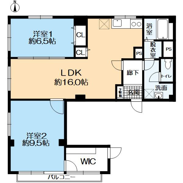 シーサイドコーポ芦屋の間取り|登記面積78.18㎡、2LDK　室内リフォーム済みです。