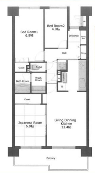 新大宮パークホームズの間取り|新大宮パークホームズ 308、3LDK、専有面積68.21m2、バルコニー面積17.07m2