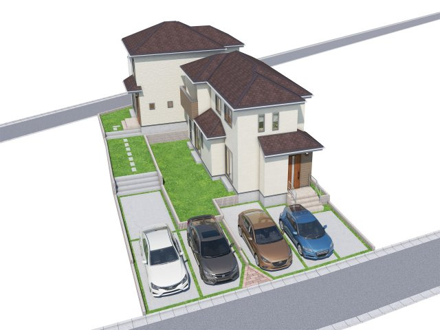 ハートフルタウンうるま市具志川Ⅳ　全2棟　1号棟の外観パース|外観パース