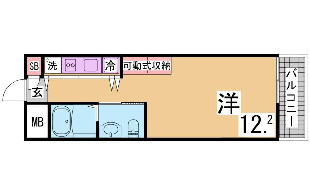 神戸市兵庫区会下山町２丁目の賃貸マンションの間取り