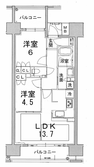 【間取り】 | ザ・京都レジデンス四条河原町 | 専有面積55.64㎡