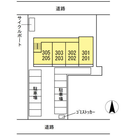 菊池郡菊陽町大字津久礼のアパートの区画図