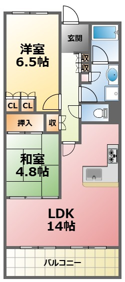 甲子園六石町ハイツの間取り