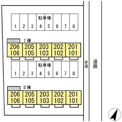 【区画図】 | ライトハウス ⅠⅡ