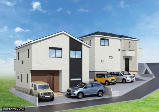 蒔田駅/横浜市南区大岡1丁目 新築戸建て【仲介手数料無料】カースペース2台の外観パース