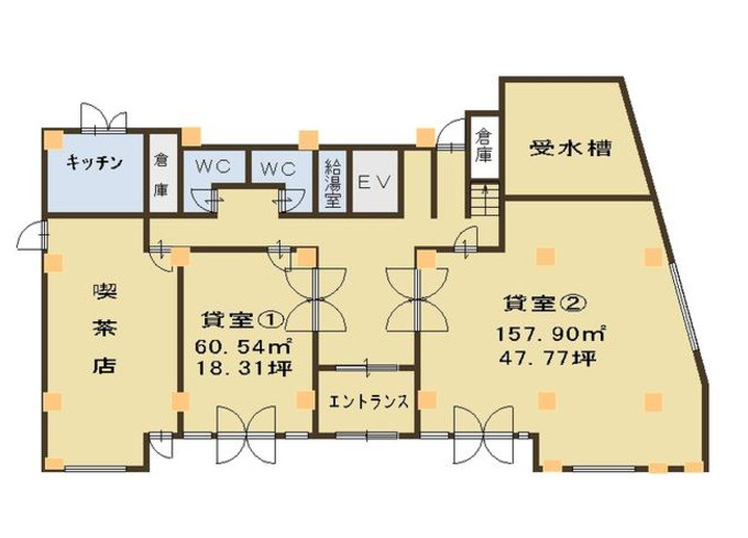 大津市木下町の事務所の区画図