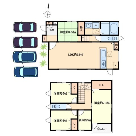 加茂町粟根　オール電化住宅の間取り