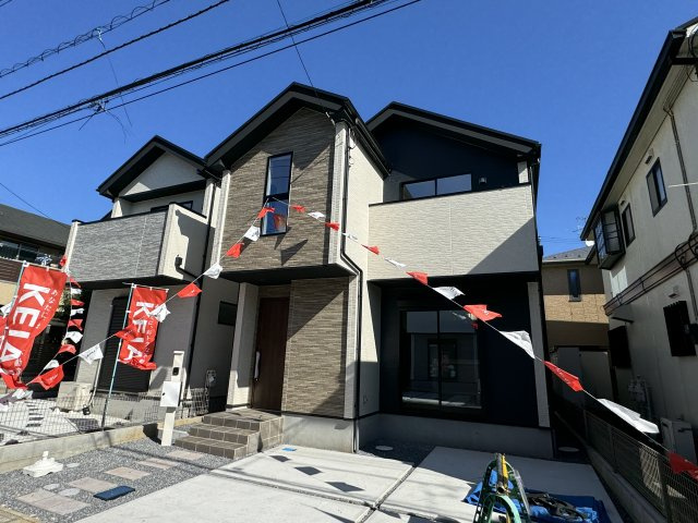 松戸市上本郷新築戸建【上本郷小学校：6分】の外観|２号棟外観・完成済み内覧可能です！