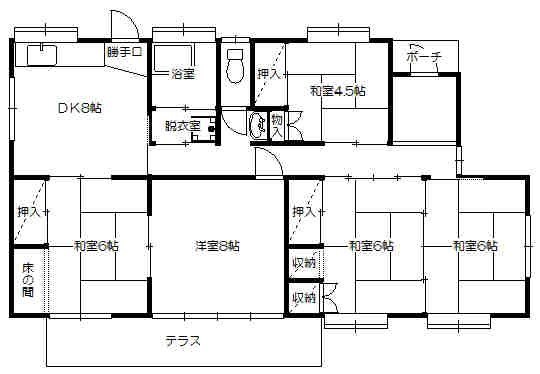 花巻市高木第20地割（高木団地内）　土地建物の間取り