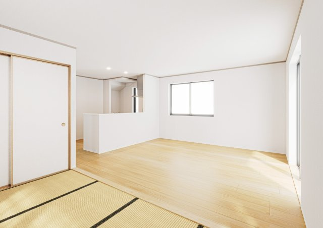 【居間・リビング】 | 練馬区西大泉4丁目　中古一戸建住宅　（保谷店） | 家族の対話が弾む対面キッチン
＊こちらはCGにより空室にした場合のイメージ画像です。
