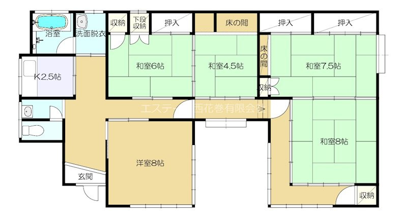 花巻市湯口天王　土地建物の間取り