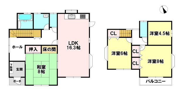 八街市滝台　中古戸建の間取り
