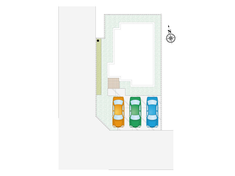 【12号棟：区画図】並列3台駐車可能です。