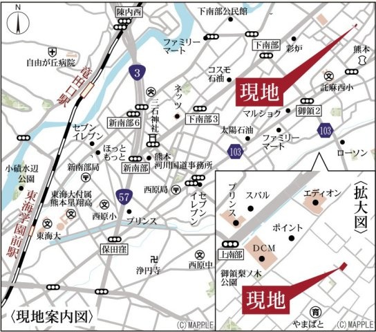 リーブルガーデン／東区御領第五／２号棟の地図