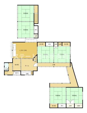 花巻市湯口字大沢　土地建物の間取り