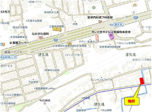 よかタウン／菊池郡菊陽町津久礼10期／1号棟の地図