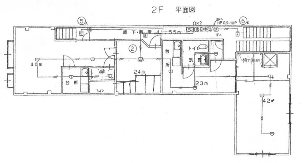 福山市霞町売ビルの間取り|2階間取図（宿舎として利用中）