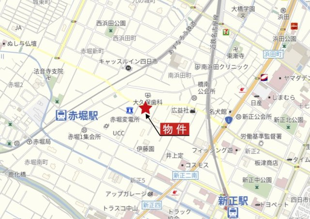 四日市市新正1丁目の地図|広域Map
