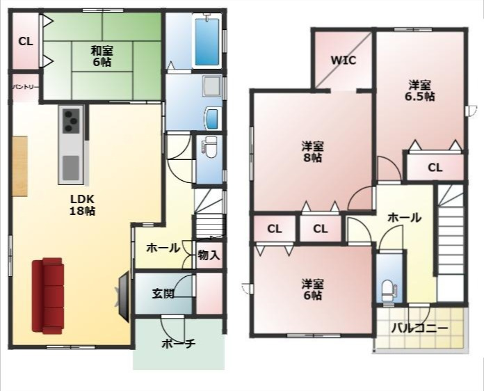 八戸市大字河原木字久保16-47　A棟の間取り
