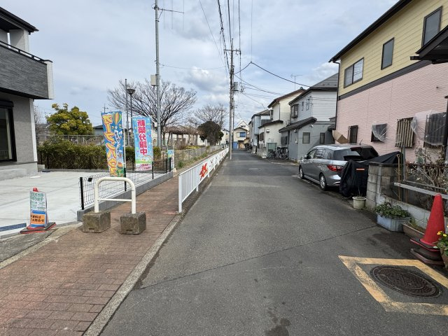 松戸市古ケ崎３丁目新築戸建（古ヶ崎29期）の前面道路含む現地写真|南側前面道路・幅員約6.16ｍ