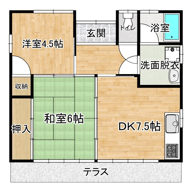 一宮しなね貸家の間取り