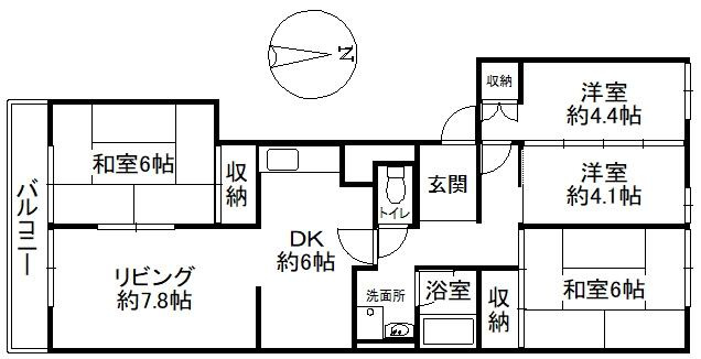 奈良ハイツ一号棟の間取り